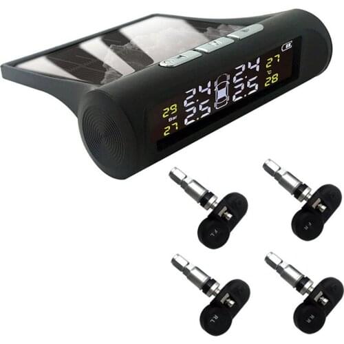 T1 TPMS Solar Car Tire Pressure Monitoring System Manometer + 4 Internal Sensor
