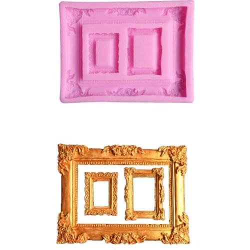 Silicone fondant mold Photo Frame Silicone Mold food grade Fondant Cake Decoration Mold Sugar Craft Tools Random Color