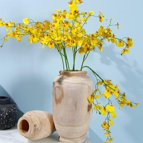 1pc Natural Solid Wood Vase Home Vase Decoration Artificial Flower Vase