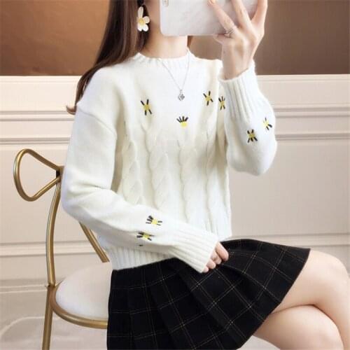 2021 Spring Autumn Fashion New Short Round Neck Long-Sleeved Loose Knit Bottoming Sweater Womens Top Trend H205
