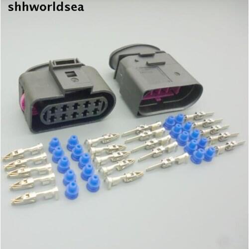 Worldgolden 5/30/100sets/lot 10 Pin headlight plug connector 1J0 973 835 FOR VW ,Auto waterproof connector for VW 1J0 873 735