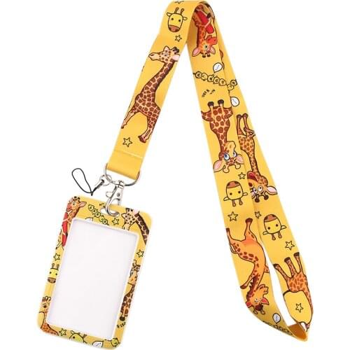 YL71 Cute Animal Giraffe Lanyard for Key Neck Strap Card ID Badge Holder Key Chain Key Holder Hang Rope Key Rings Friend Gifts