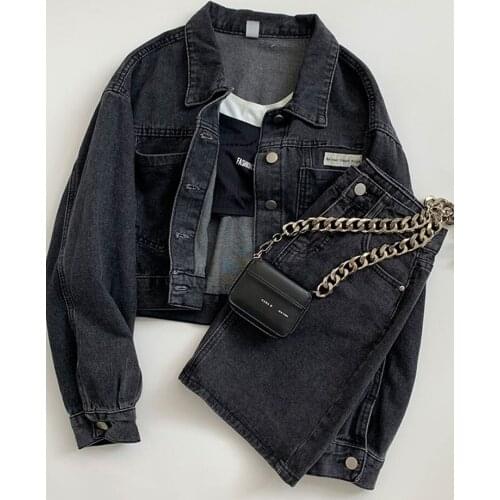 Suit womens summer temperament fashion 2021 Korean womens new style denim jacket + high-waist denim skirt