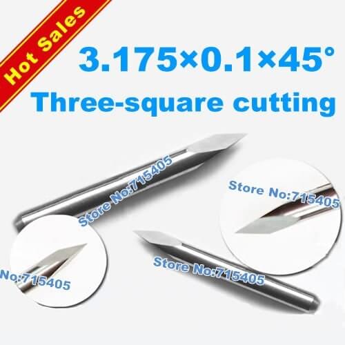10Pcs 3.175mm Tool-Tip 0.1mm 45degree three-square cutting tools/carving Cutters Three Face CNC Router Bits