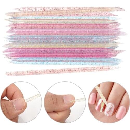 100Pcs Reusable Crystal Stick Double End Nail Art Cuticle Pusher Cuticle Remover Tool Pedicure Care Nails Manicures Tools