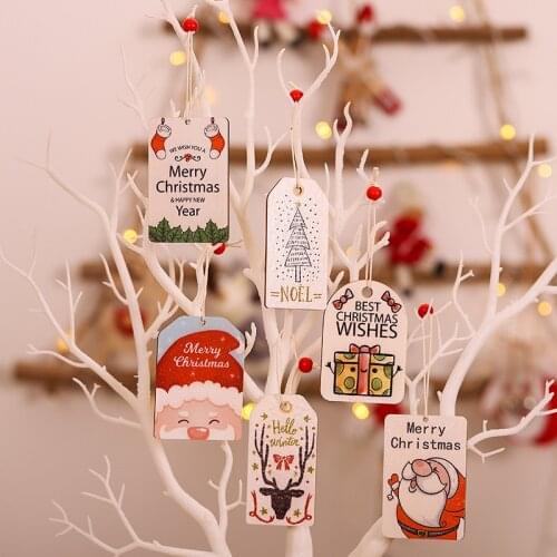 2pcs Christmas Painted Wooden Pendant Elk Santa Claus Christmas Tree Hanging Decor Tags For Xmas Party Home Ornaments Wood Craft