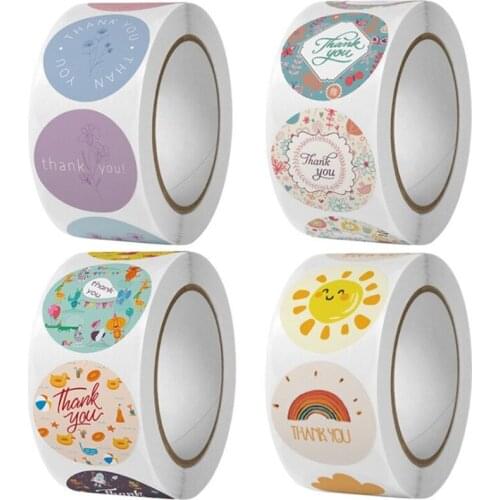500pcs Thank you for your decorative flower rolls sealing stickers cute animal cartoon weather stickers craft supplies