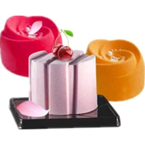 6 Holes Rose Column Silicone Cake Molds For Baking Ice Chocolate Mould Moule Mousse DIY Pastry Decorating Tools Dessert