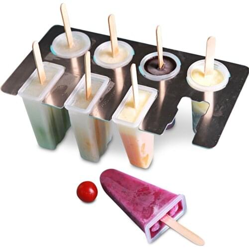 8 Holes Ice Pop Mold Frozen Lolly Cream Maker Mould With Popsicle Stick Baking