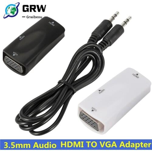 HD 1080P Female To Female HDMI TO VGA Adapter with 3.5mm Audio HDMI To VGA Video Converter Gold-Plated Active for Laptop PC Xbox