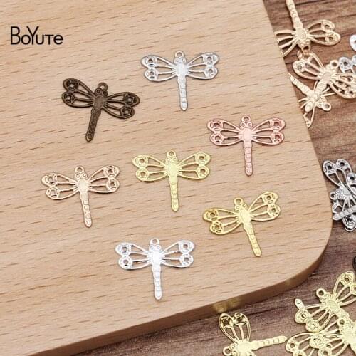 BoYuTe 500Pcs 9*12MM Filigree Dragonfly Charm Metal Brass Diy Scrapbooking Stamping Jewelry Materials