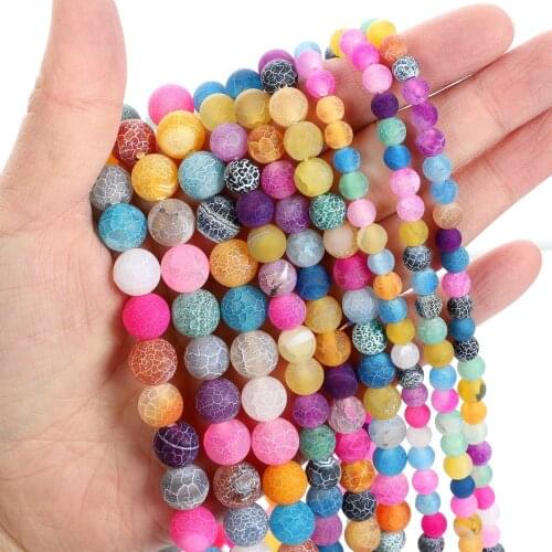 Natural Stone Beads Frosted Mixed Color Weathered Round Loose Beads for Jewelry Making Needlework Bracelet DIY 4-12 MM