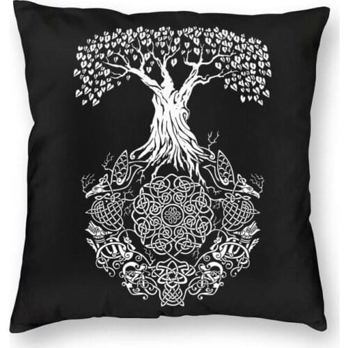 Tree Of Life Vikings Valhalla Son Of Odin Cushion Cover 40x40 Decoration 3D Print Throw Pillow Case for Sofa Double-sided