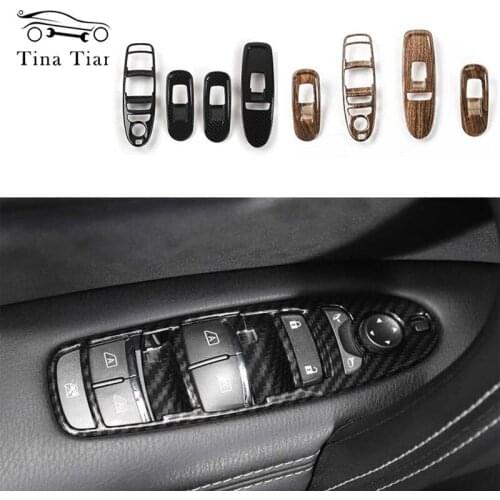 Carbon Fiber Color Door Window Lift Panel Decoration Cover Fit For Nissan Patrol Y62 2017 2018 2019 2020 Styling Accessories