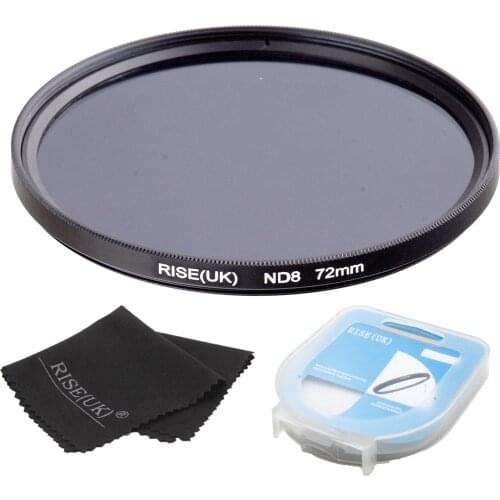 RISE(UK) 72mm Neutral Density ND8 Filter FOR ALL Camera lens+case +gift