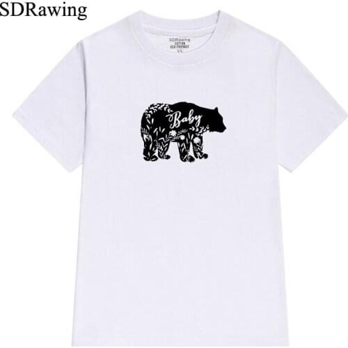 Cute Mama BEAR print womens cotton t shirts Graphic Tees Hipster Tumblr tops women shirt clothing plus size drop shipping