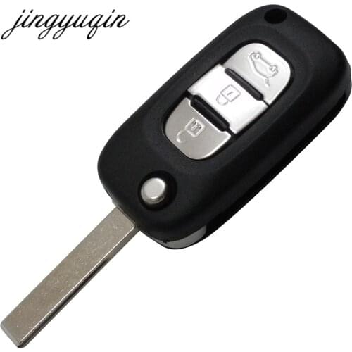 Jingyuqin for Renault Clio Megane Kangoo Modus 3 Buttons Remote Flip Folding Car Key Shell Case Uncut Blade Key Cover