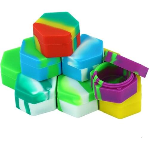 1pc Hexagon Silicone Container Softness Box Portable Colorful Silicone Concentrate Container Wax Container