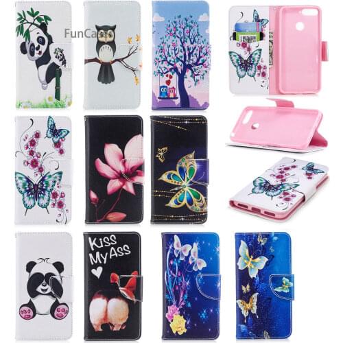 Lotus Flip Phone Case sFor Funda Huawei Honor 7A Holsters Clips Case Casa Glitter Back Case For Huawei Ascend Y6 2018 Flip Case