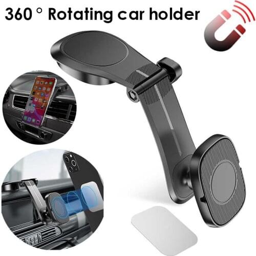 Magnetic Phone Car Mount Dashboard Phone Holder with Adjutsable Arm, Self-Adhesive Base for Phone Under 6.5"