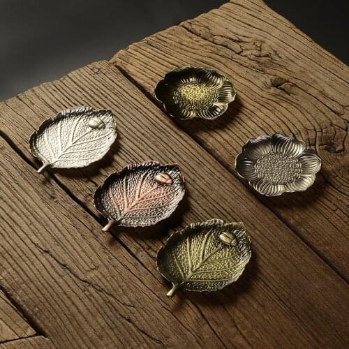 Handmade METAL PLATES coasters retro saucer alloy creative anti hot tea Kung Fu tea ornaments