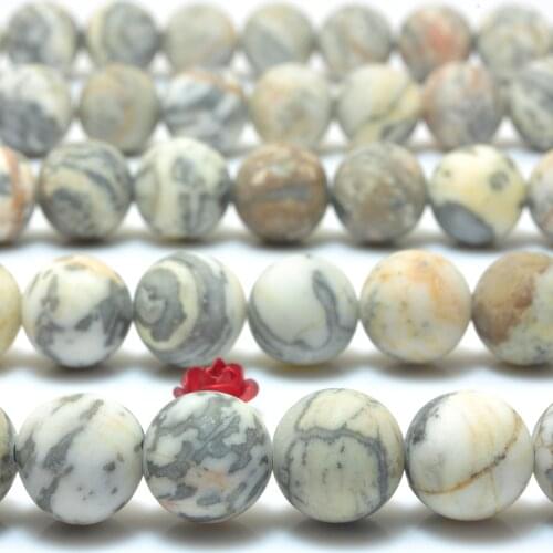 Natural Picasso Jasper Matte Round Loose Beads Wholesale Gemstone Semi Precious Stone Bracelet Necklace Diy Jewelry Making 15"