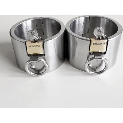 Stainless Steel 5cm High Ankle Cuffs Adult Games Erotic Restriants Feet Fetish BDSM Bondage Slave Legcuffs Sex Toys For Couples