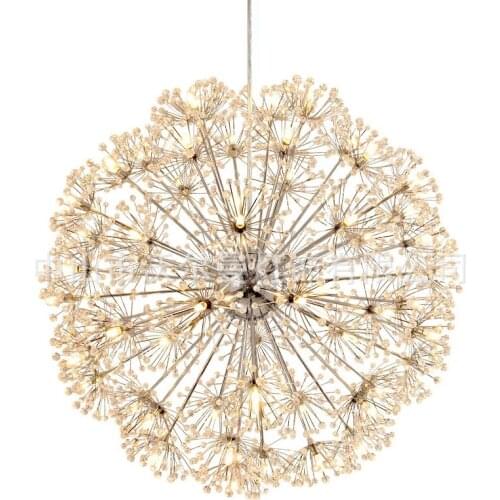 Nordic Modern Circular Dandelion Crystal Ball Chandelier Creative LED Living Room Restaurant Bar Lamps Dining Room Lights