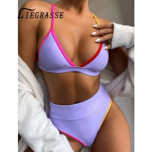 Liegrasse Sexy Bikinis Women High Waist Bikini Set New Womens Swimsuits Print Bathing Suit Swimwear Beachwear Female Swimsuit