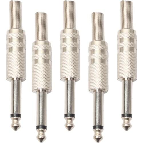 Durable 5x Alloy Microphone Amplifier Cable Wire 6.35mm Plug Adapters