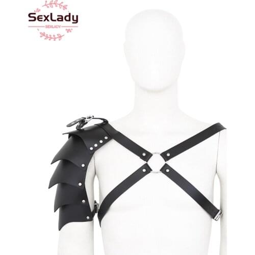 SexLady Bdsm Bondage Clothing Men Sexy Samurai Unilateral Shoulder Straps Bundled Bra Sexy Costumes For Couples Adult Slave Game