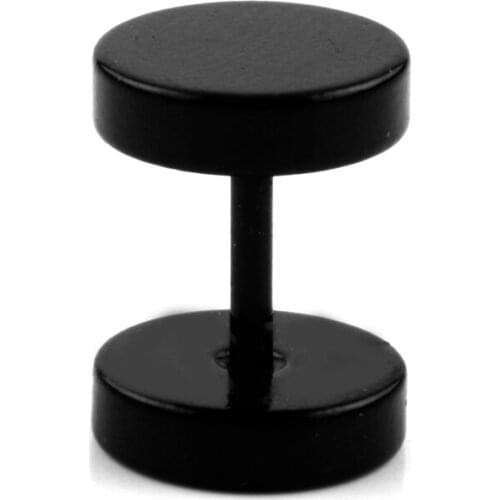 1PC Man Women Barbell Punk Gothic Stainless Steel Ear Studs Earrings Black