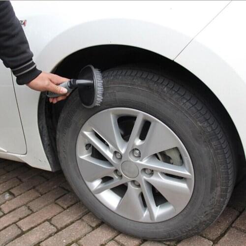 Car Auto Motorcycle Wheel Rim Tyre Brush Tire Cleaning Scrubbing Steel Wire Tool Dust Dirt Cleaner Wash Handle Hard Hair Bristle