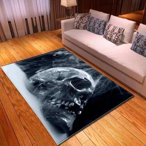 Nordic 3D Skull Rug Halloween Bedroom Party Area Floor Mat Childrens Game Flannel Mat Soft Large Memory Foam Living Room Carpet