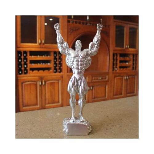 Sculpture of Bruce Golden silver Boxing champion character fitness room Fitness Muscle Male Room Decoration doll