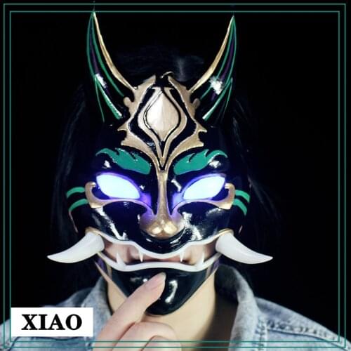 Halloween Luminous Adult Props Game Genshin Impact Cosplay Accessories Yasha XIAO 25CM Glowing Mask Anime Resin Gift Kids Toys