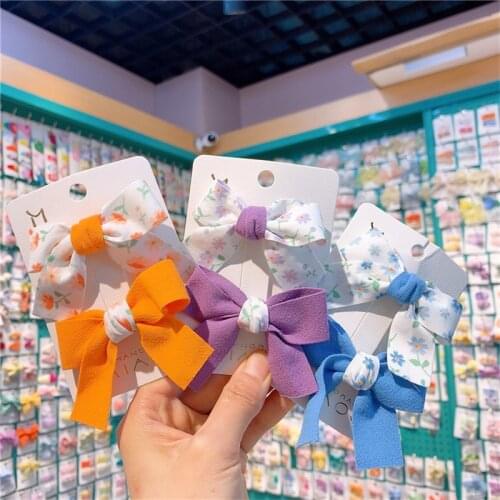 Korean Style Girl Fresh Floral Hair Clip Bow Cute Baby Headdress Broken Hair Side Clip for Children Fashion Hair Accessories