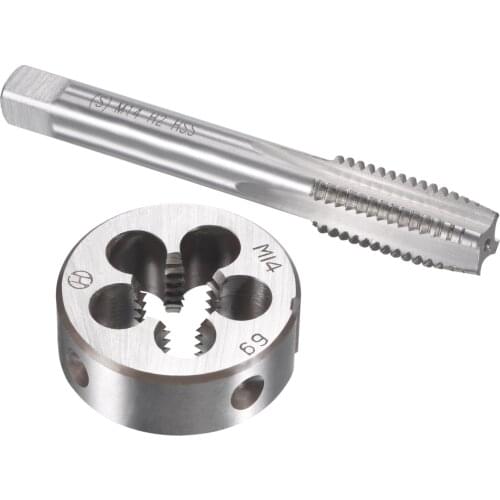 Uxcell Tap and Die Set Machine Thread Screw Tap with Alloy Tool Steel Round Threading Die