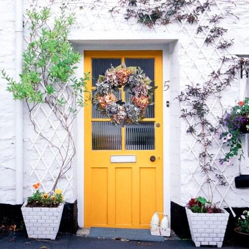 56cm Door Hydrangea Wreath Large Garland Artificial Flower Wreath Wall Hanging Door Home Decoration Farmhouse Decor