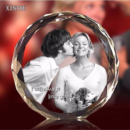 XINTOU Customized Crystal Photo Frame DIY Laser Engraved Baby Footprint Handprint Frames For Wedding Love Picture Souvenirs Gift