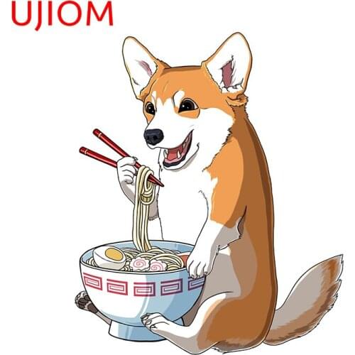 UJIOM Japan Corgi Ramen Sticker Home Room Decals Decor Mural Art Home Wallpaper Decoration Sticker Switch Panel Wall Stickers