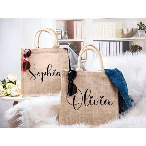 Personalized Burlap Tote Bag Bridesmaid Gift Bridesmaid Jute Bag Custom Tote Bag For Her Bachelorette Party Jute Bag with Name