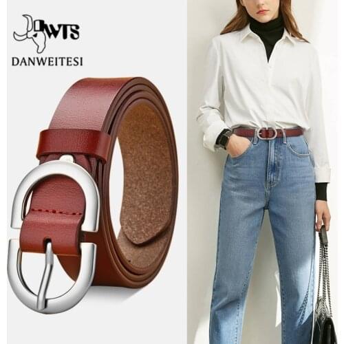 [DWTS]women belt women belt female fashion latest needle-free metal round buckle belt jeans wild luxury the Genuine quality