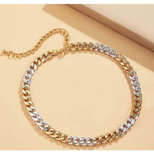 GSOLD Fashion Geometric Mixed Color Thick Chain Simple Metal Punk Hip Hop Necklace Women Exaggerated Party Jewelry Accessories