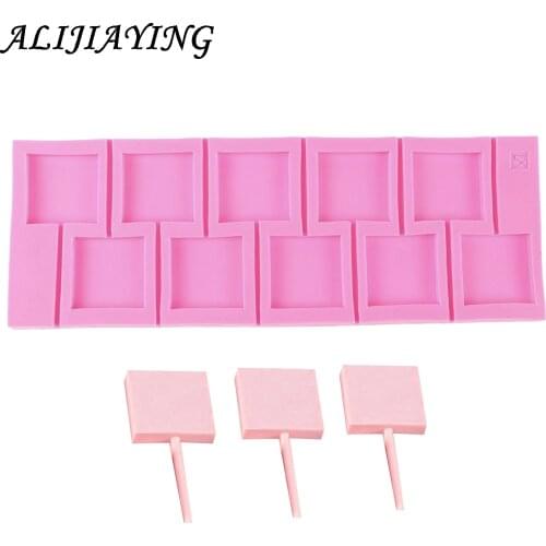 1Pcs 3D Square Lollipop Mold DIY Fondant Cake Round Shaped Silicone Bakeware Kitchen Dining Bar Home Party D0458