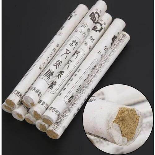 10pcs 18x200mm Chinese Traditional Aging Moxa Roll Pure Moxa Stick Acupuncture Massage Relief Pain Moxibustion Sticks