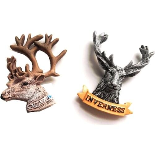 Handmade Painted Sweden Elk 3D Fridge Magnets World Travel Souvenirs Refrigerator Magnetic Stickers Home Decoration