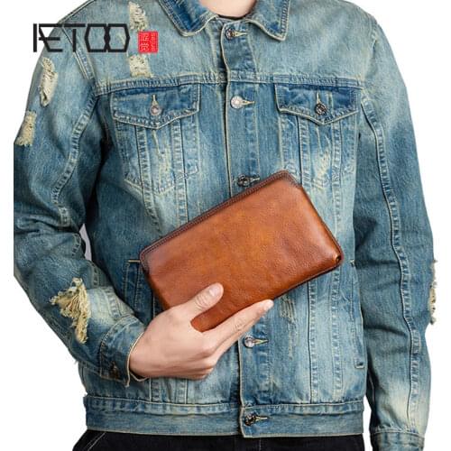AETOO Handmade first layer cowhide clutch, vintage leather clutch, mens clutch