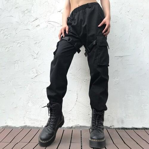 Trousers Women Clothes Fashion Sexy Solid Black Cargo Pants Casual Trouser High Waist Mujer Sweatpants Autumn Streetwear P9068