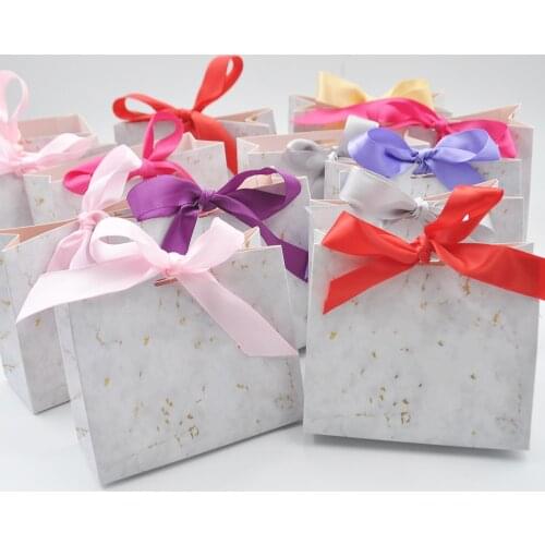 100/Pack Wholesale Gift Paper Packaging Bags For Wedding Party Favors Candy Birthday Christmas Marble Storage Package Box Custom